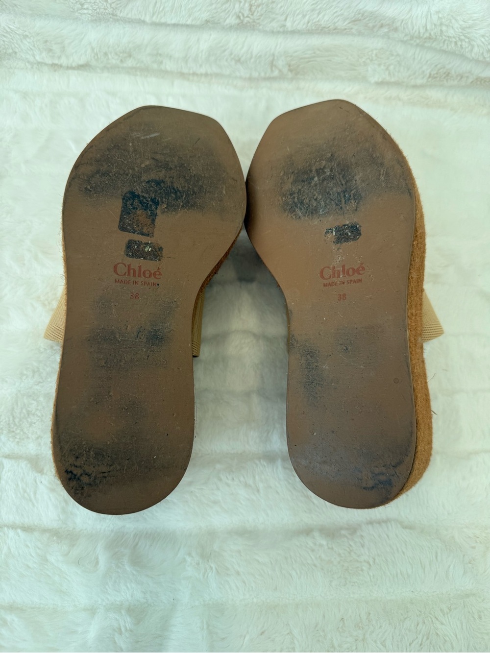 Women’s Chloe Beige Double-Strap Logo Slide Sandals - Picture 7 of 8